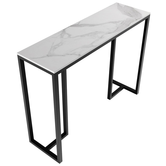 Orren Ellis 39.4" White Marble Console Table Sintered Stone HighEnd